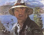 Lovis Corinth Self-Portrait with Straw Hat (mk09) oil painting artist